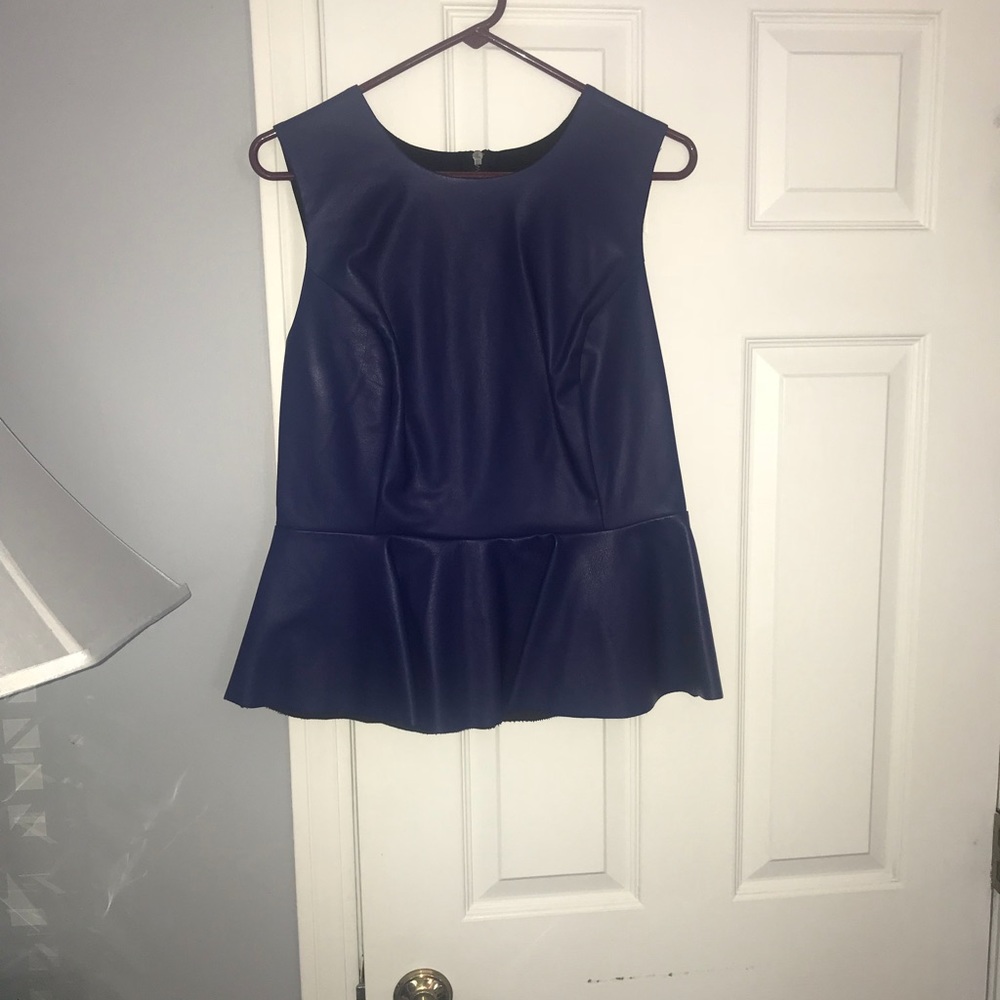 Sexy Faux leather peplum top